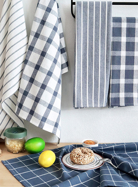 Kitchen towels简约全棉色织厨房巾餐巾茶巾多用毛巾抹布餐桌垫巾