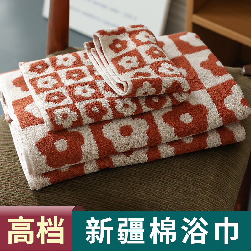 色织格子浴巾女复古浪漫纯棉