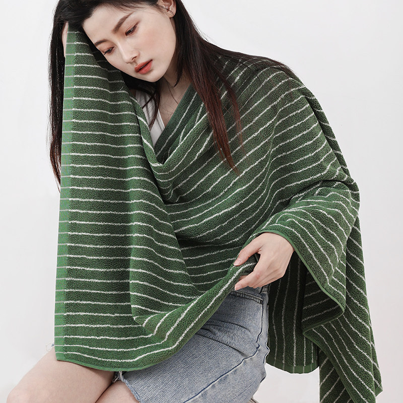 ins韩版条纹浴巾纯棉吸水不掉毛成人男女士家用全棉洗澡毛巾裹巾