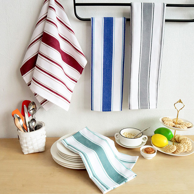 纯棉条纹洗碗布抹布茶巾厨房布艺餐巾餐桌垫隔热垫盖布吸水速干