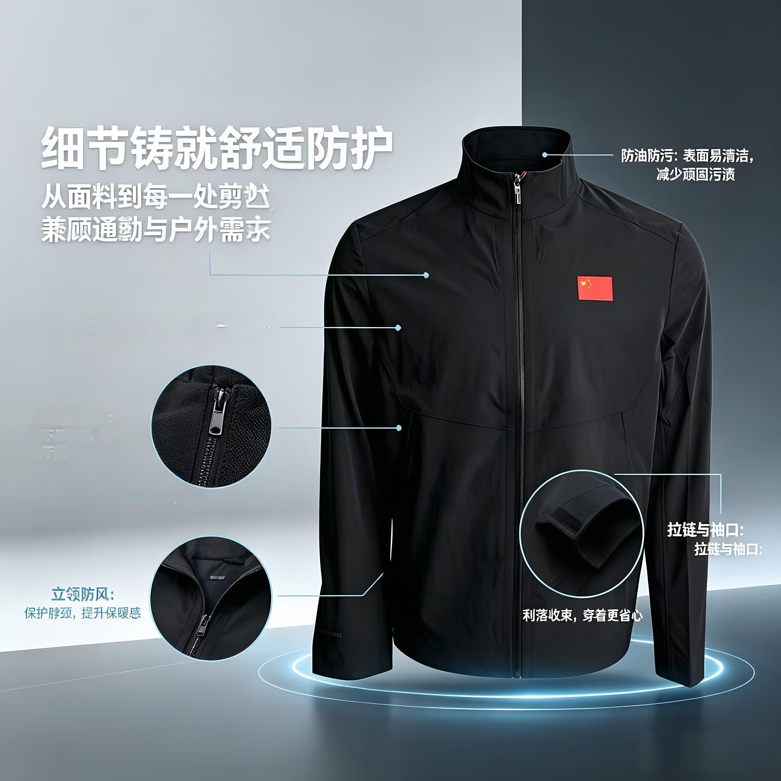 安踏冠军2026新款男款三防科技抗紫外线透气上衣外套152620602