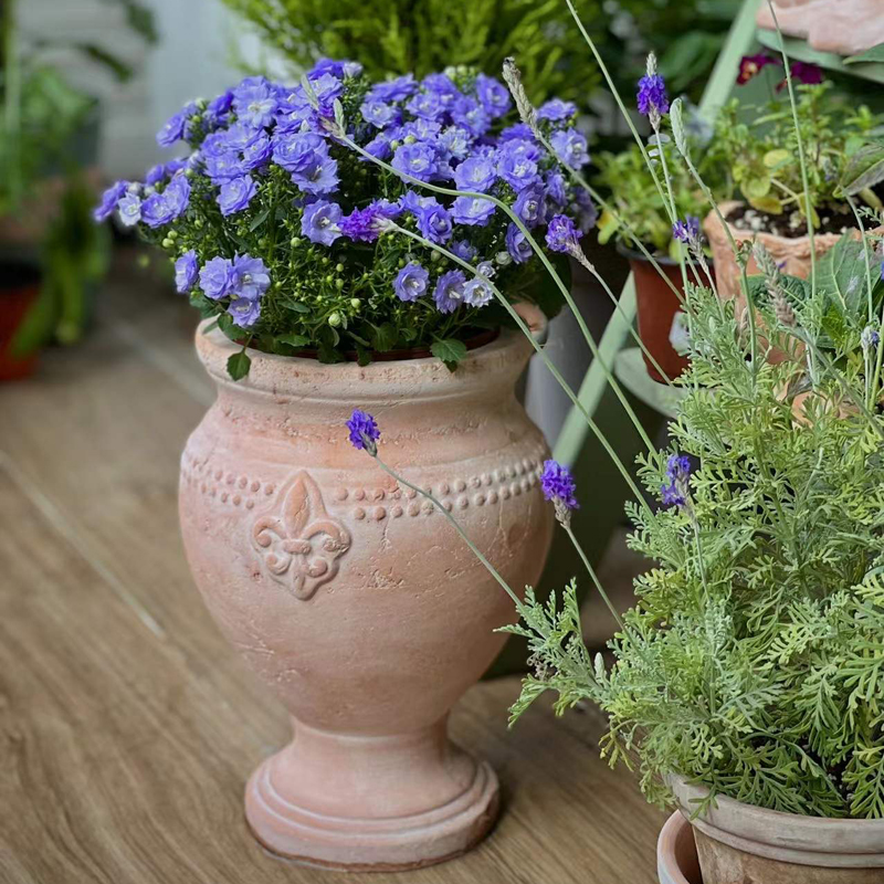 罗马风格复古纯手工粗陶红陶花盆绿植园林家居种植园艺装饰