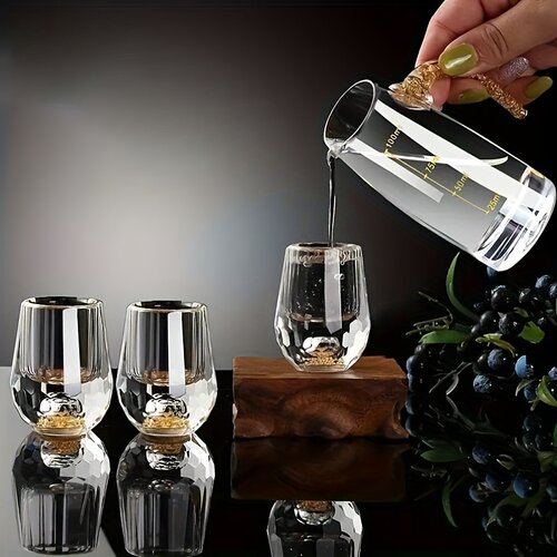 金箔水晶玻璃白酒杯100ML分酒器