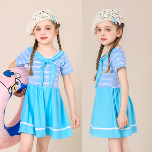 中小童新款 裙式 女孩公主学生运动游泳衣 连体泳装 儿童泳衣女童夏季