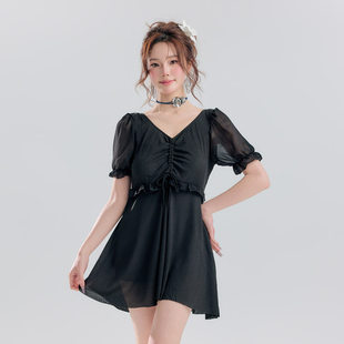 温泉游泳装 加肥加大胖mm遮肚显瘦宽松连体裙式 大码 批发泳衣女夏季