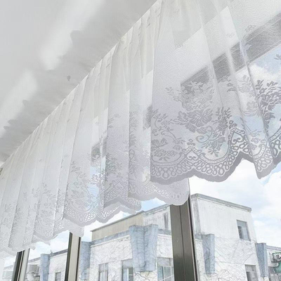 厨房短帘美式窗帘拱形门书柜半门帘小半截遮挡遮丑蕾丝免打孔纱帘