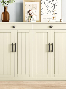 北欧白色实木鞋柜简约现代大容量收纳对开双门玄关家用进门口鞋柜