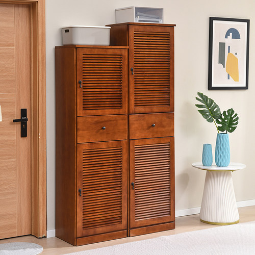 单门电梯门口实木鞋柜大容量家用