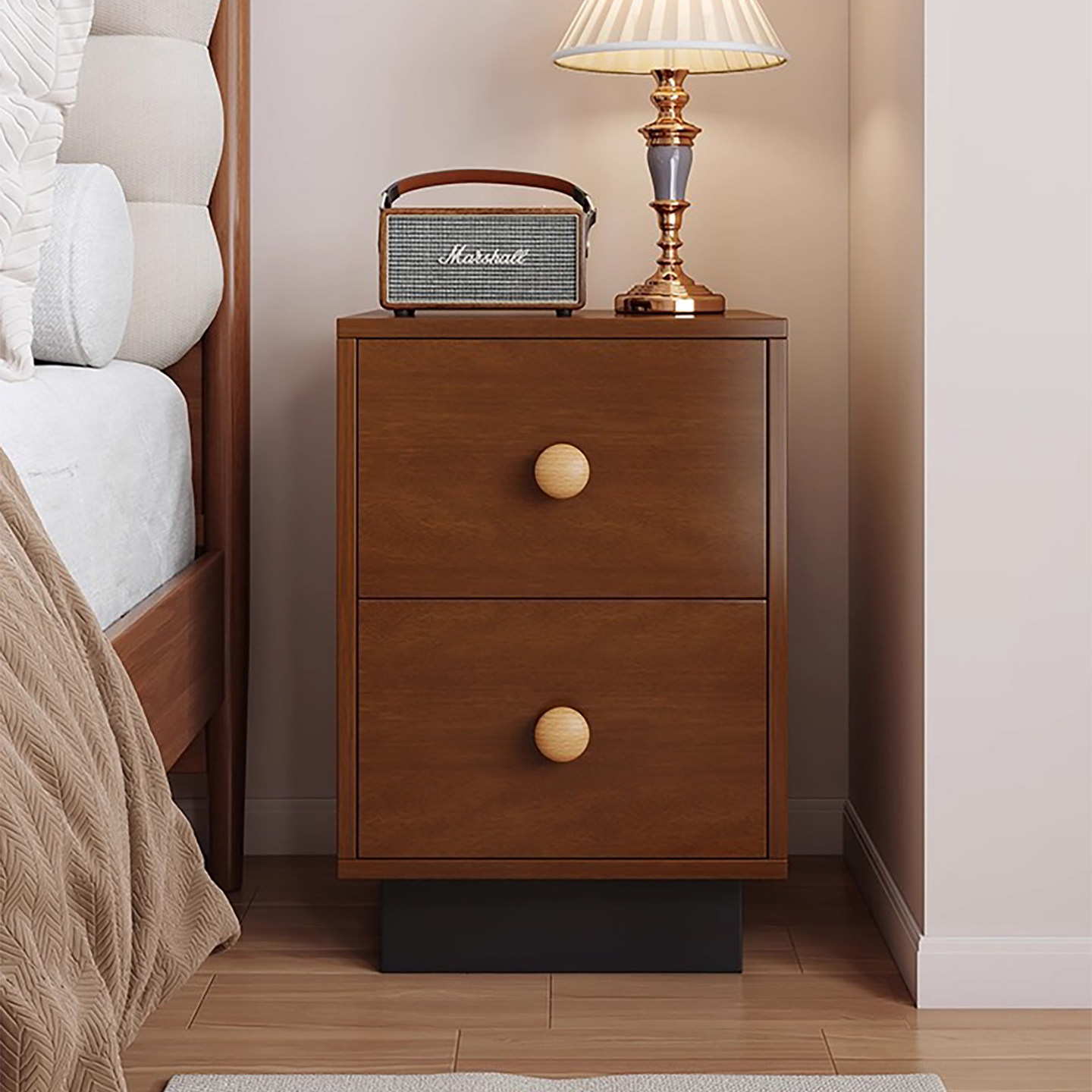 实木极窄30cm床头柜小户型卧室超窄床边柜夹缝柜中古风床头窄边柜