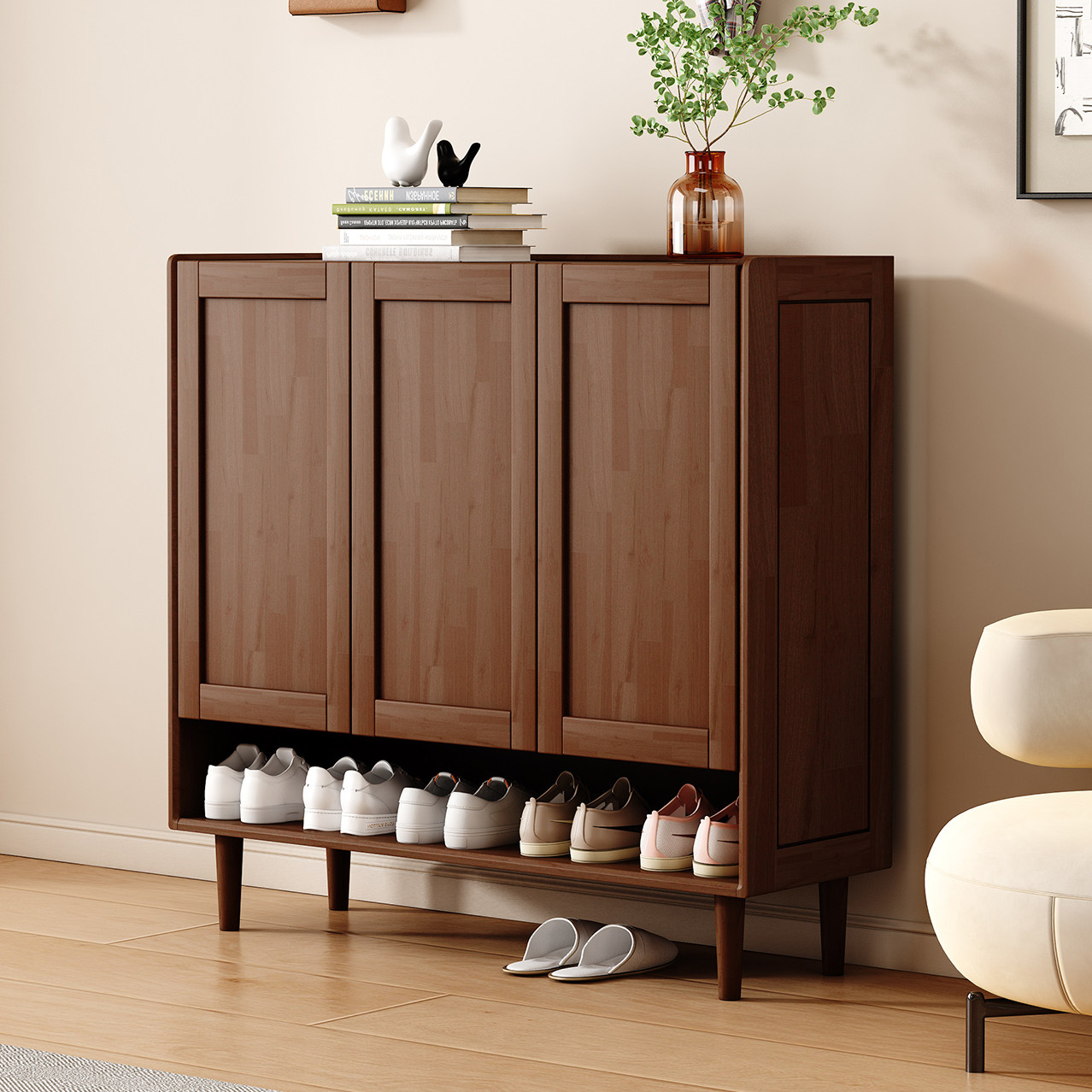 鞋柜2025新款入户玄关室内走廊过道室外大容量窄单门鞋柜实木家用
