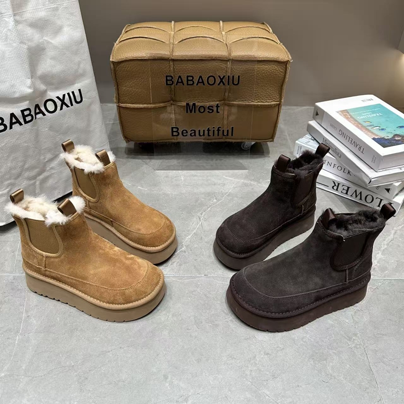 2025冬季新款切尔西厚底雪地靴女