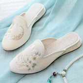 防滑拖鞋 新款 民族风包头绣花鞋 休闲外穿时尚 老北京布鞋 布拖鞋 夏季