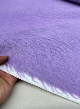 半米价/淡紫色单面苏利长毛羊驼已经复合白色75D粘衬厚实保暖