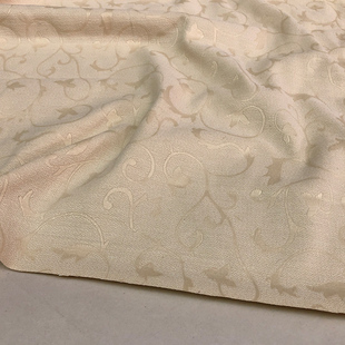 半米价/杏黄色色织提花时装布料春秋款古装戏服风衣外套面料