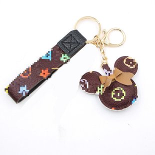 复古皮革pu奇奇老鼠女钱包钥匙扣皮带装饰蝴蝶结皮带挂件品质礼品