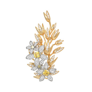 时尚韩版满钻氧化锆金枝桂花树叶树枝花朵胸针秋季新款时尚饰品女