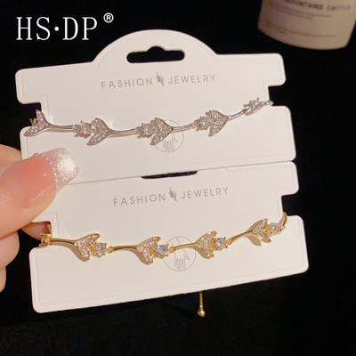 夏季新款个性独特设计感锆石鱼尾手链女气质时尚轻者百搭超闪手饰