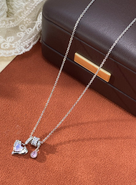 小众时尚轻奢百搭镶钻金属爱心水滴项链气质简约设计感锁骨链批发