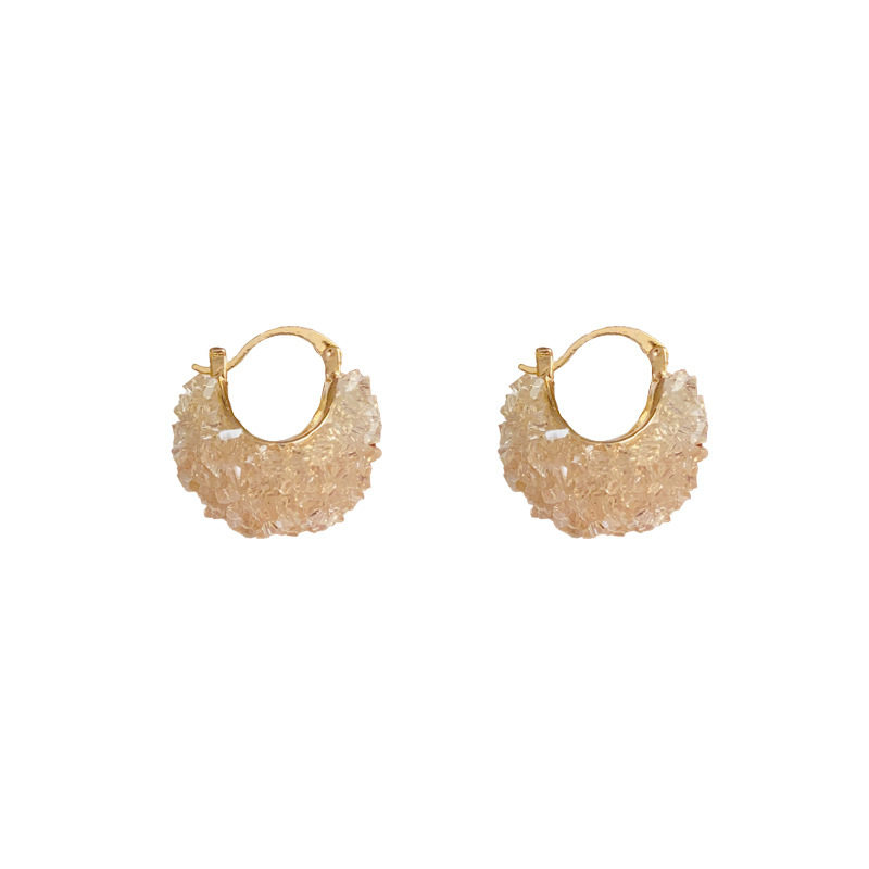 轻奢高级感渐变绿色水晶花篮耳扣气质百搭名媛风耳环批发小清新