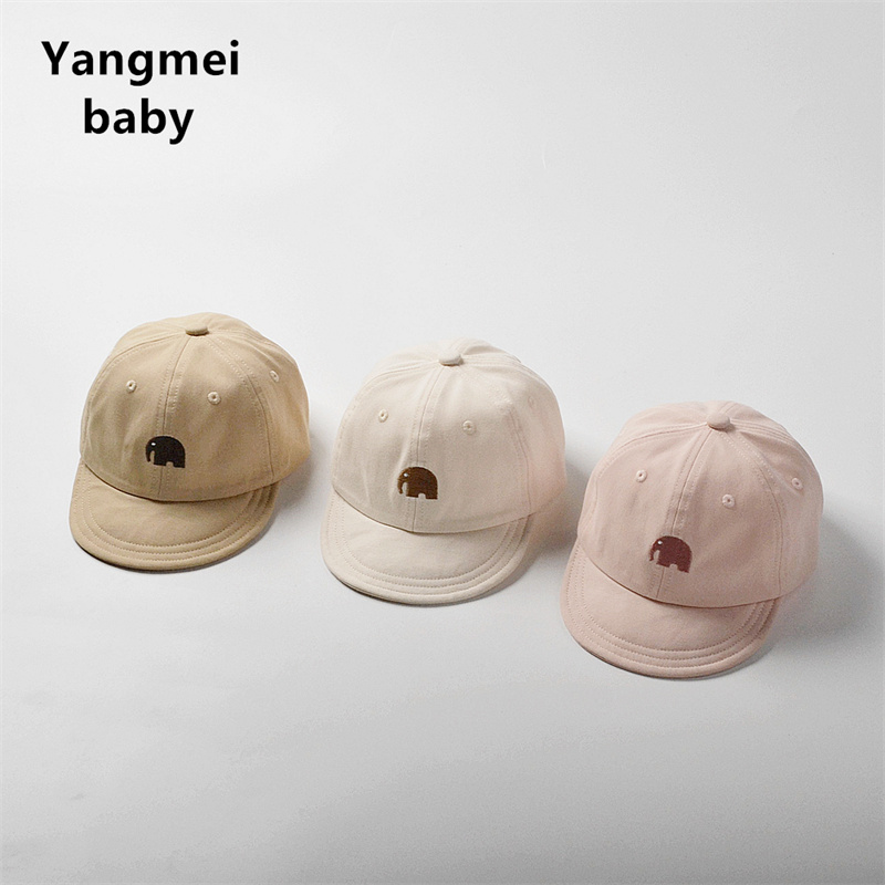 moinmlon韩版春夏秋鸭舌帽儿童透气棉软檐遮阳帽婴幼儿可爱大象帽