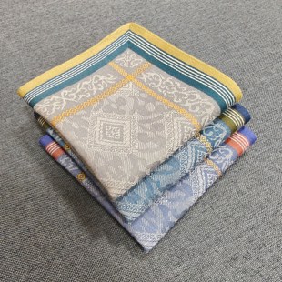 全棉手帕 男士 英伦风送长辈商务手绢 柔软 吸汗 纹草老人可用