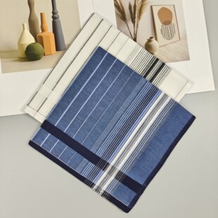 精梳棉柔软全棉手帕经典复古条纹大方巾手感舒适吸水