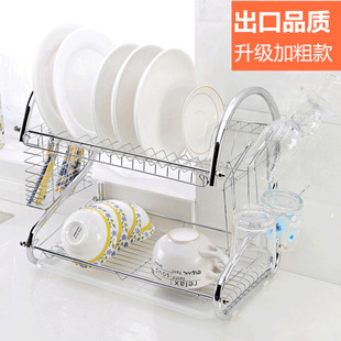 特价多功能不锈碳钢碗碟架筷筒架沥水杯架双层盘架套装厨房置物架