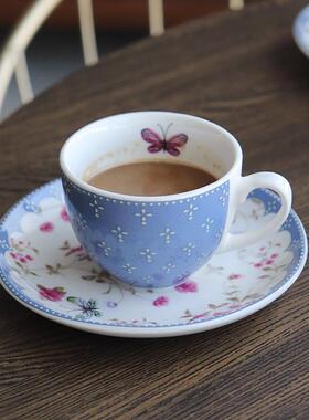 外贸单洛可可风蝴蝶花朵咖啡杯摩卡杯意式浓缩杯碟100ml精致家用