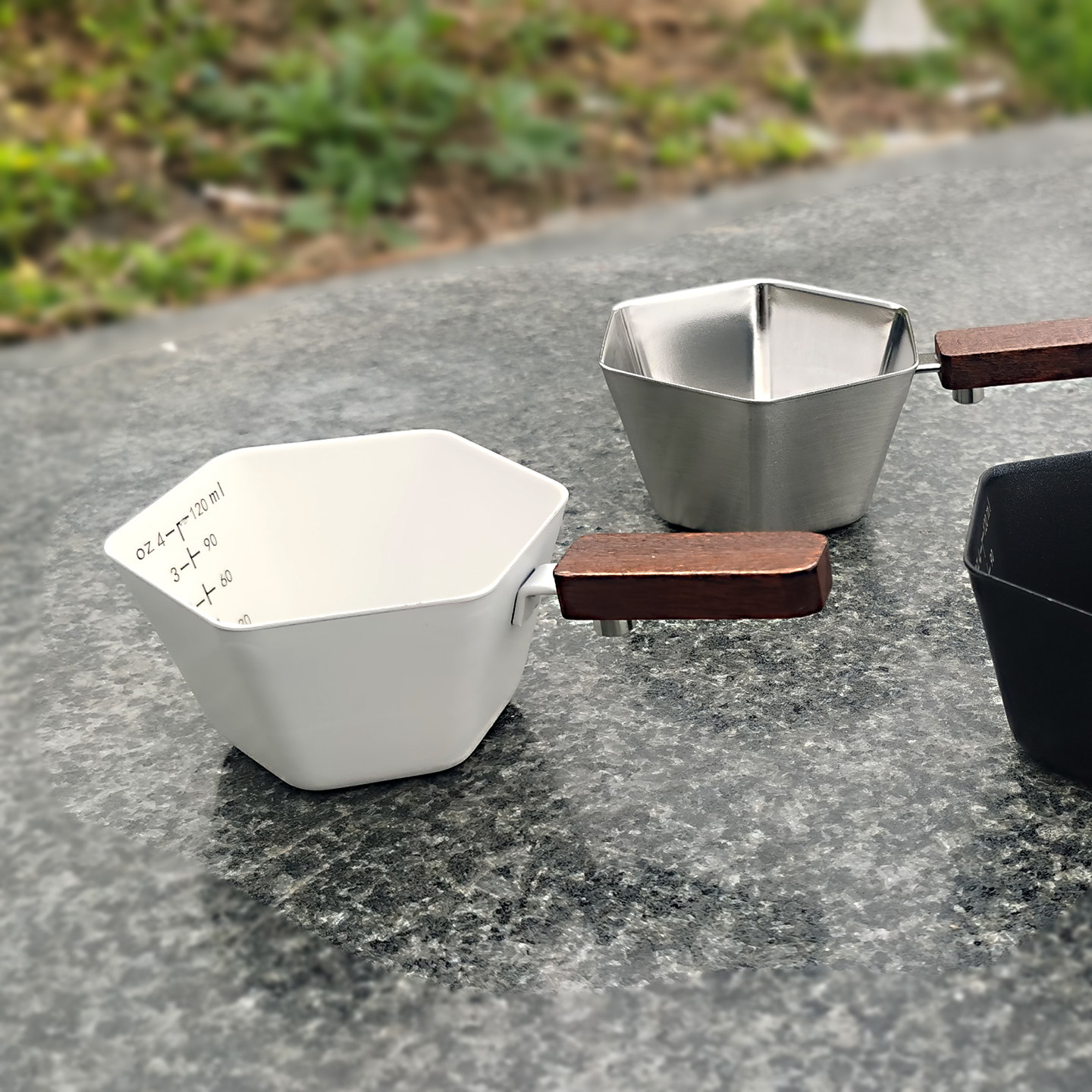 304不锈钢量杯带木柄咖啡器具