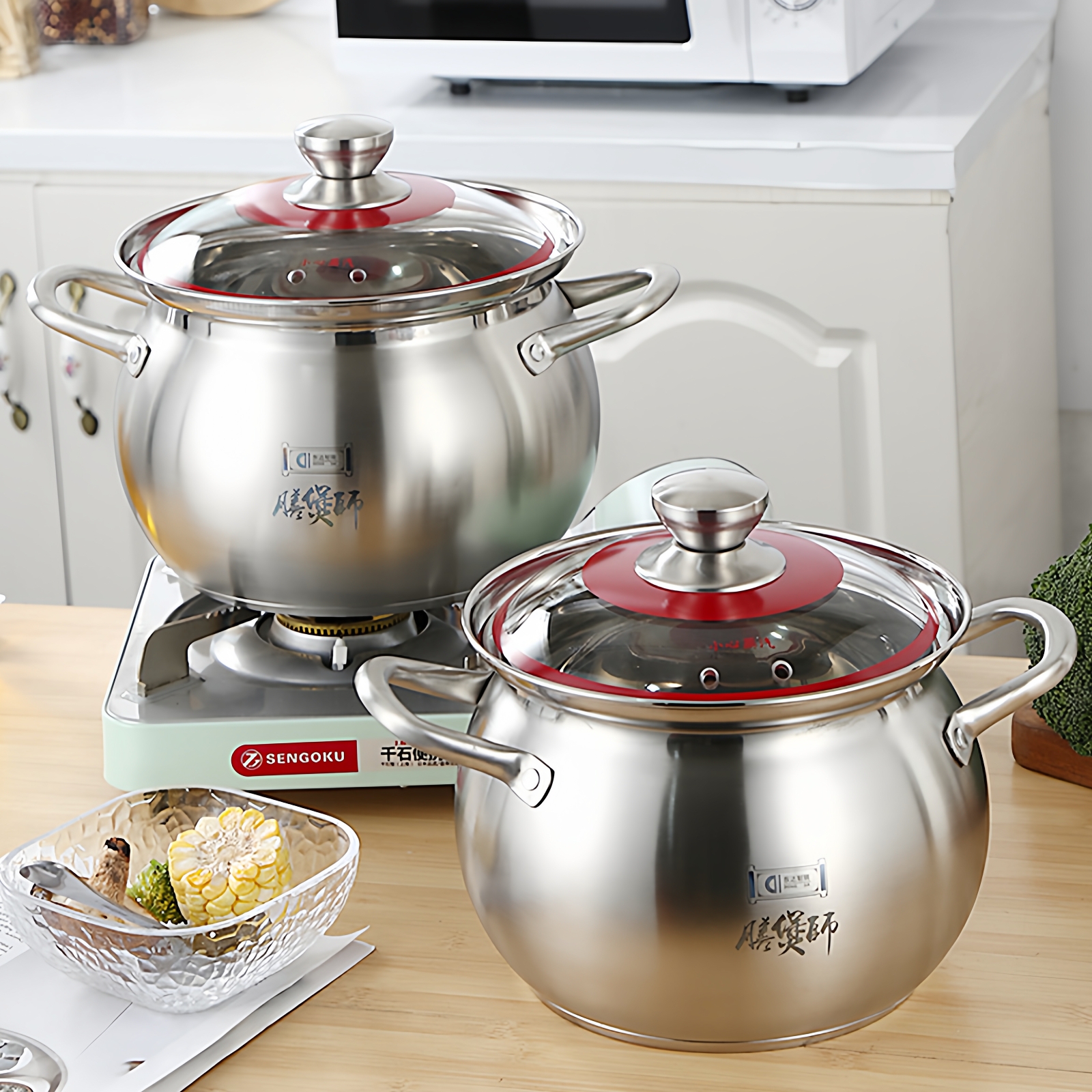 304中式电磁灶煮家用大容量汤锅