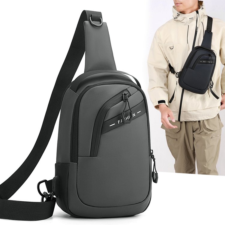 斜挎包男士胸前包防水皮膜胸包