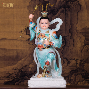 哪吒三太子神像护法神中坛元帅天神汉白玉哪吒神像家用工艺摆件