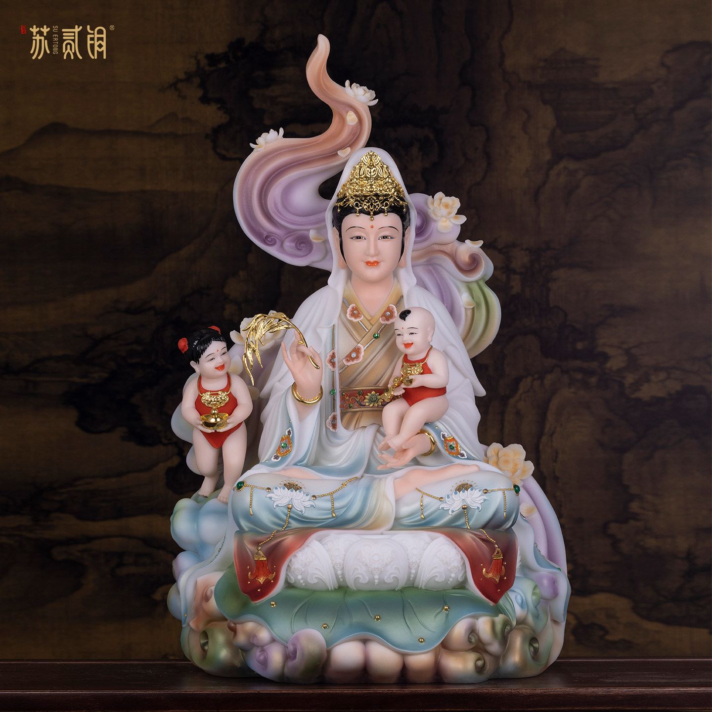 送子观音佛像供奉摆件