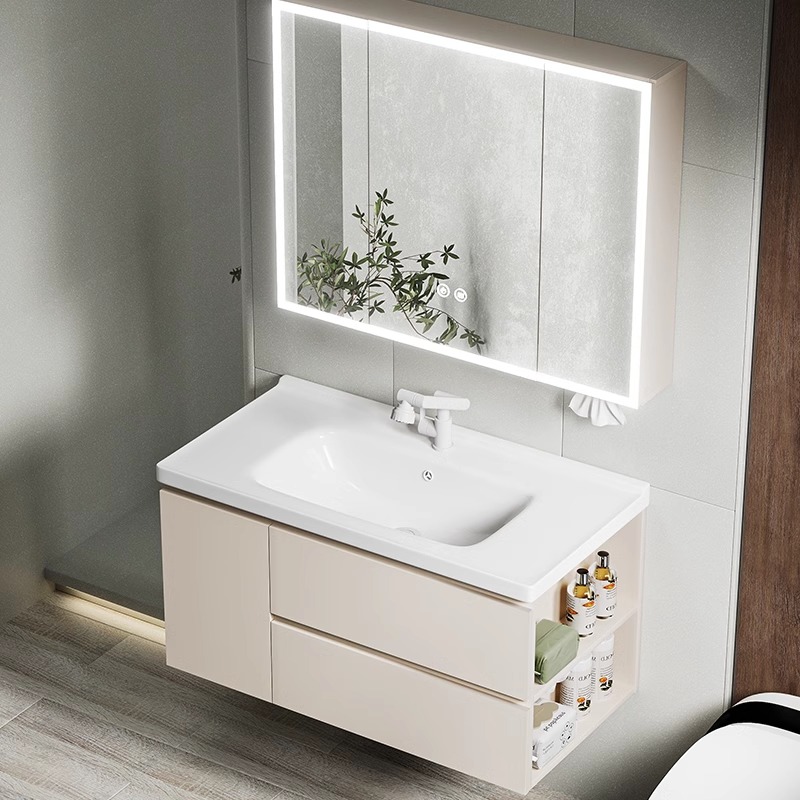 蜂窝铝抽屉带侧柜一体盆智能镜柜