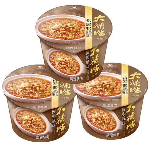 一份3碗 台湾进口统一大补贴当归鸭细面碗102g，麻油鸡细面碗105g