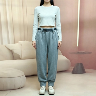 休闲时尚通勤束脚女士长裤秋冬季高腰显瘦运动萝卜哈伦裤卫裤