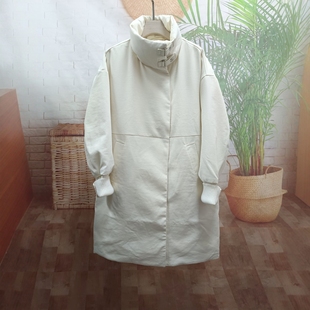 韩版纯色无帽立领冬季中长款鹅绒服抗皱保型磁吸暗扣羽绒服外套女