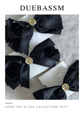 黑天鹅/韩版进口爱心蝴蝶结一字弹簧夹蝴蝶结甜妹高级感半扎发饰