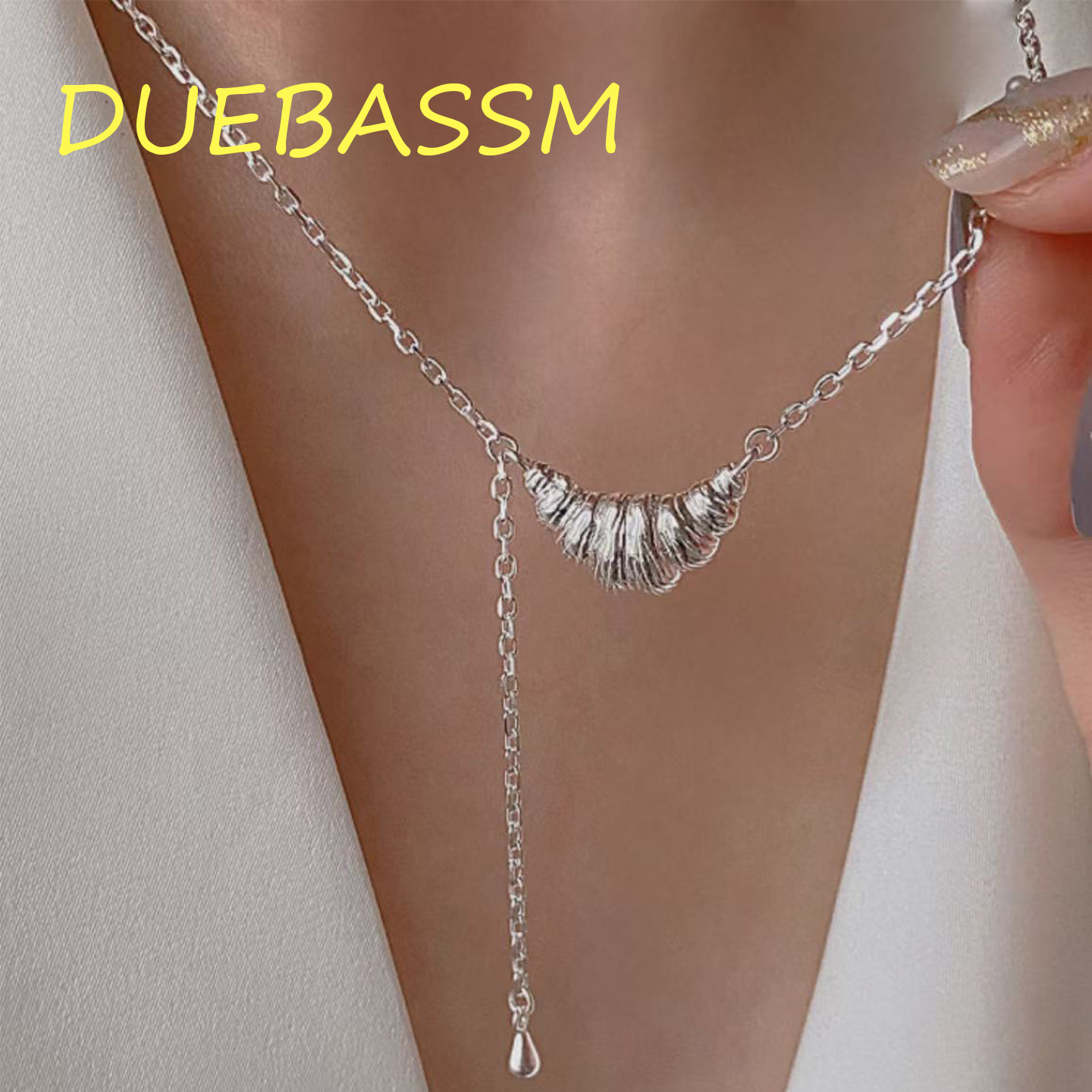DUEBASSM通体S925纯银可颂项链