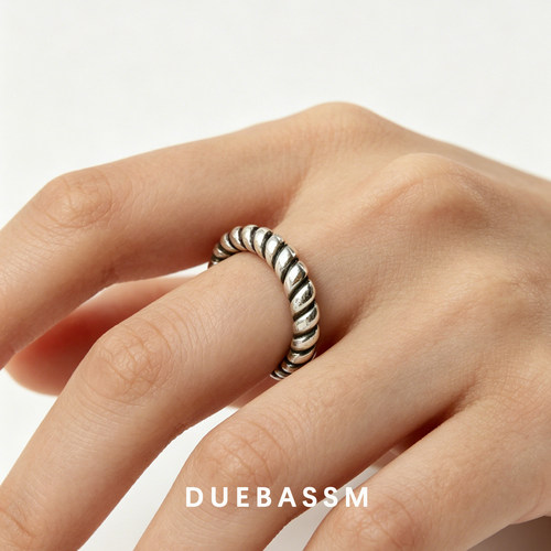 DUEBASSM通体纯银重工韩版戒指