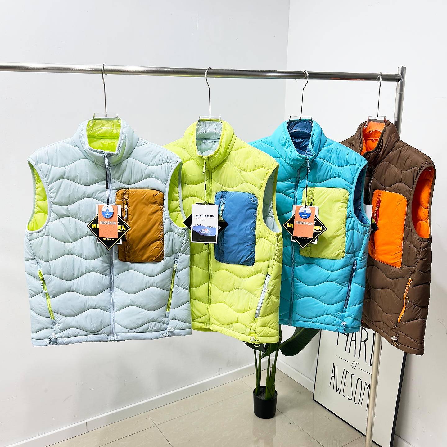 鼎力主推！山系户外！冬季男女撞色减龄保暖面包吐司服棉衣马甲潮