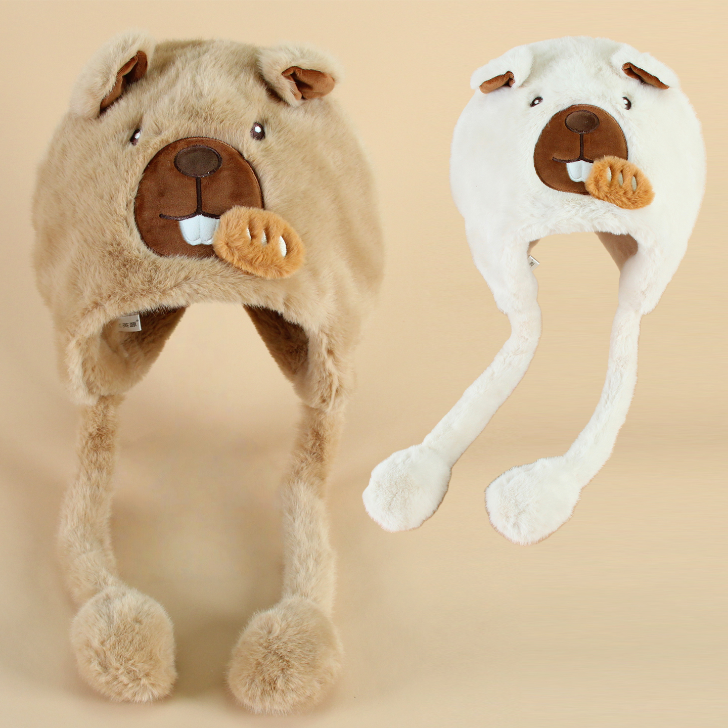 土拨鼠卡皮巴拉保暖套头帽子