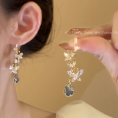 蝴蝶幽幽·AFunnyStory复古优雅高级轻奢水晶蝴蝶耳钉蚊香盘耳夹