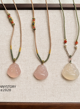 小佛公｜A Funny Story天然玉髓新中式吊坠百搭毛衣链