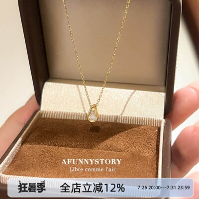 S925纯银泪滴吊坠项链锁骨链女