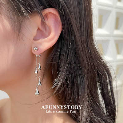 流苏雨滴耳钉修饰脸型神器