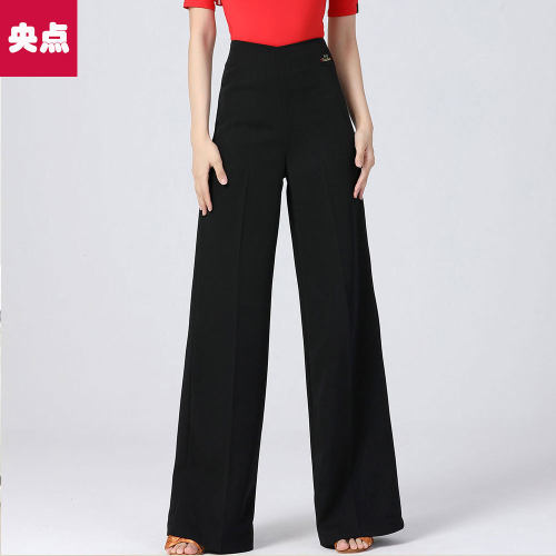 2026新款央点摩登舞裤女国标舞阔腿裤拉丁舞服高腰交谊舞跳舞裤子