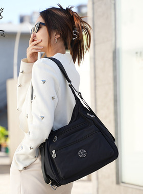 FIDODIDO单肩包女士包包轻便短途妈妈包防水牛津布斜挎双肩女士包