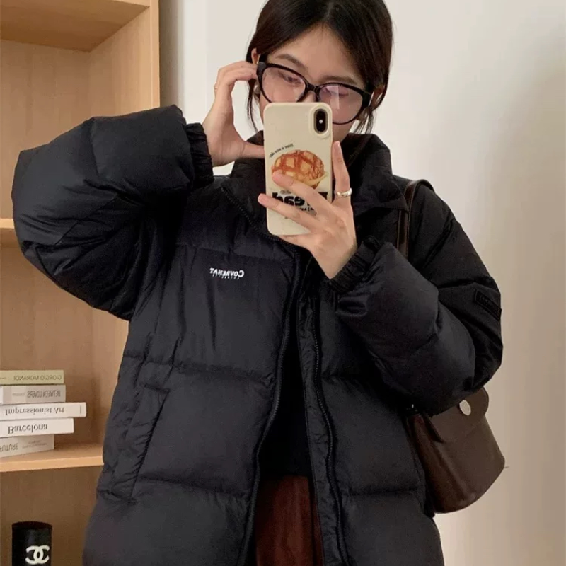 羽绒服女短款2025冬季新款韩版时尚情侣立领休闲宽松百搭加厚外套