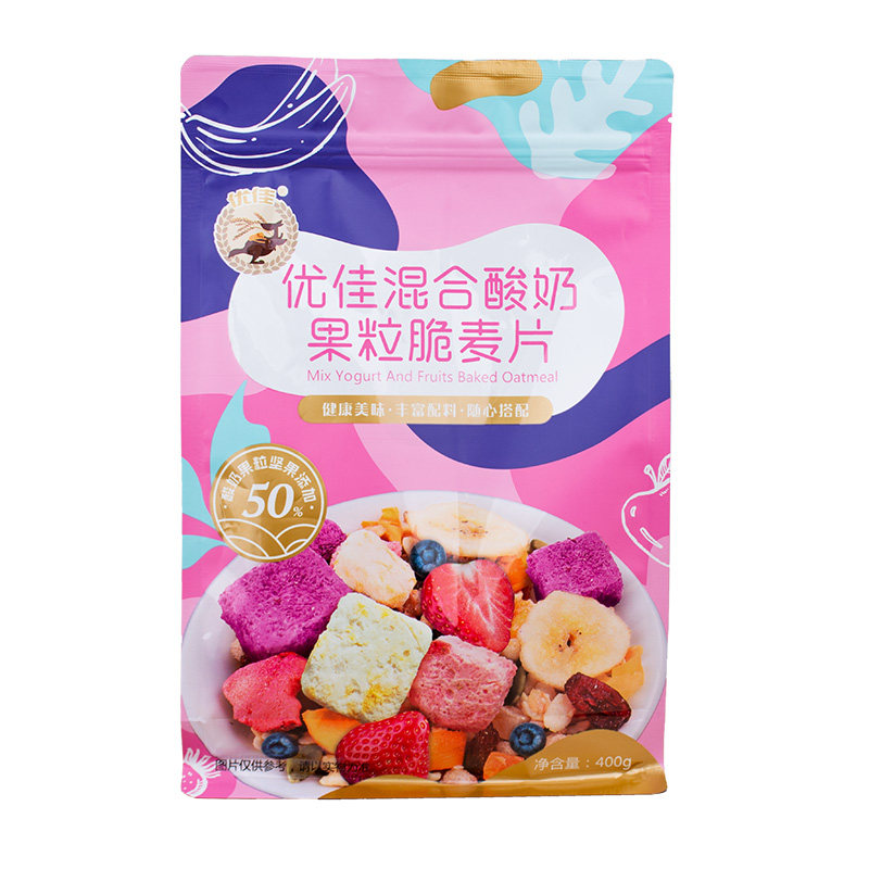 优佳酸奶果粒麦片水果即食燕麦片干吃早餐代餐零食400g早餐代食品